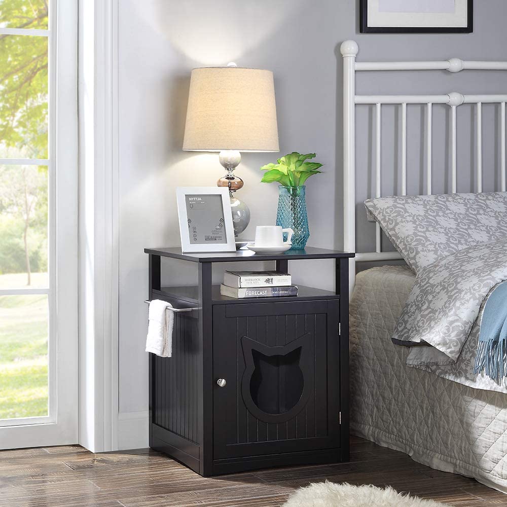 Pet House, Nightstand Enclosure Furniture for Bed or Litter (Grey)