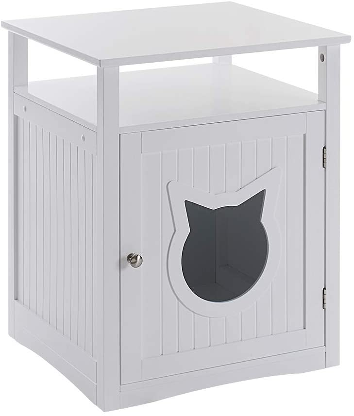 Pet House, Nightstand Enclosure Furniture for Bed or Litter (Grey)