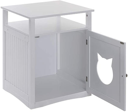 Pet House, Nightstand Enclosure Furniture for Bed or Litter (Grey)