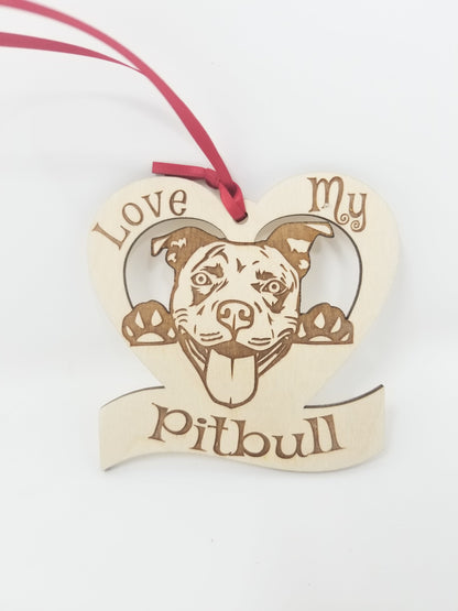 Love My Pitbull Ornament