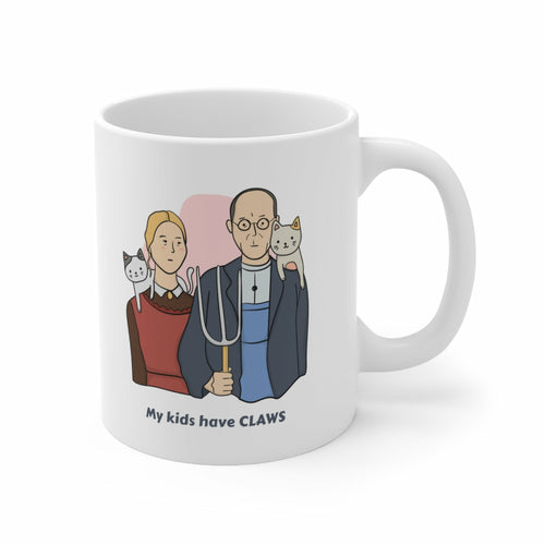 "My Kids Have Claws" Cat Mug, Microwave/Dishwasher Safe