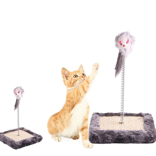 360-Degree Spring Cat Play Post with Toy Feather Mouse