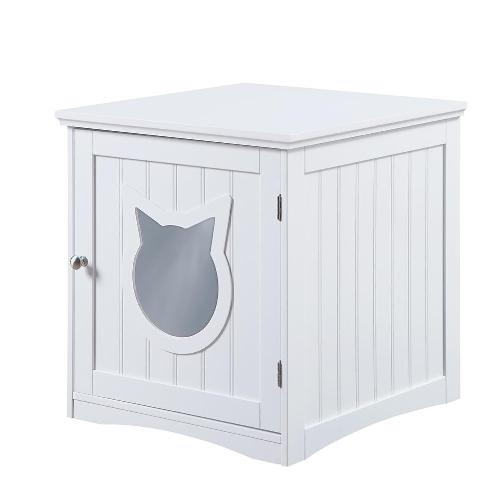 Cat House Side Table, Nightstand Box Enclosure (Gray)
