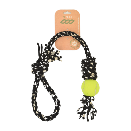 28" Tough Tug Rope with Tennis Ball (Made in the USA)