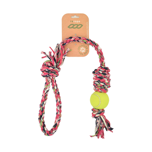 28" Tough Tug Rope with Tennis Ball (Made in the USA)