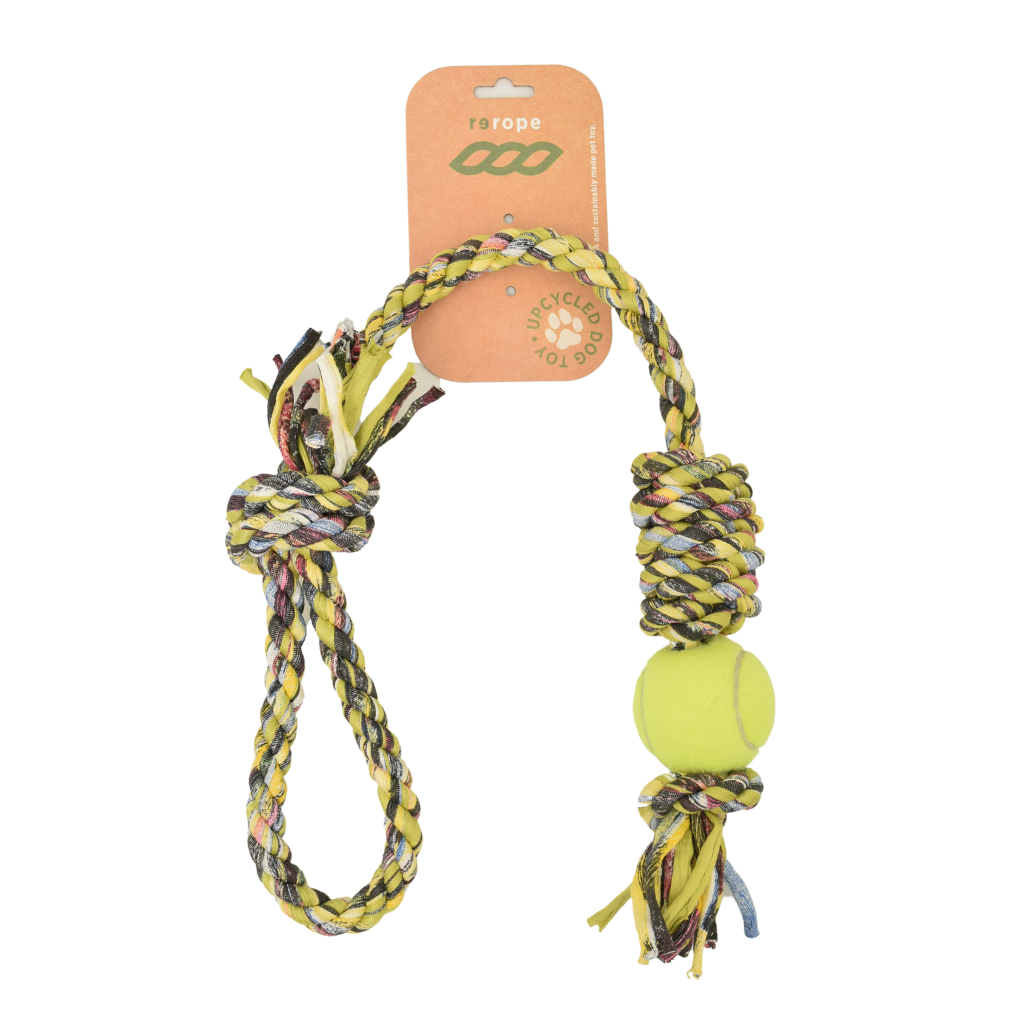 28" Tough Tug Rope with Tennis Ball (Made in the USA)