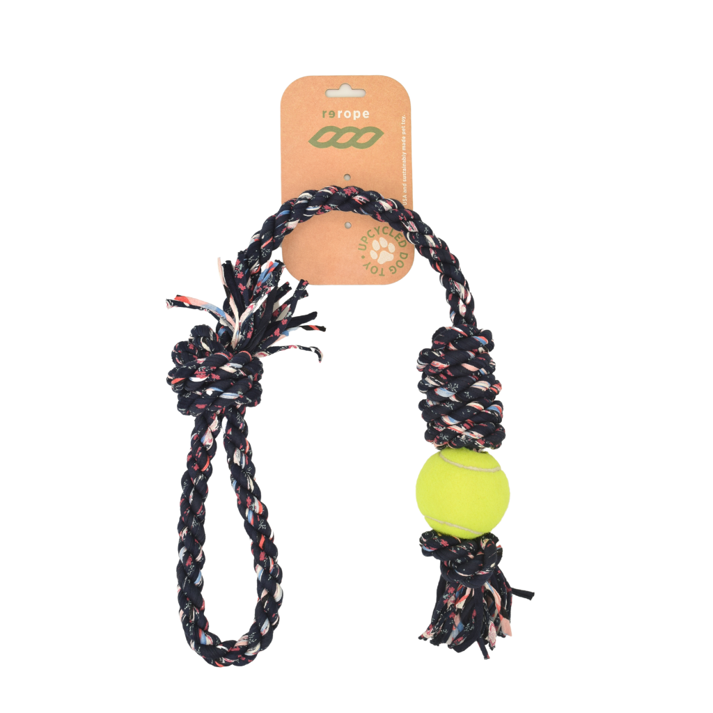 28" Tough Tug Rope with Tennis Ball (Made in the USA)