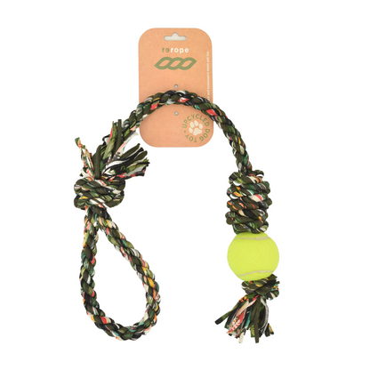 28" Tough Tug Rope with Tennis Ball (Made in the USA)