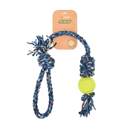 28" Tough Tug Rope with Tennis Ball (Made in the USA)