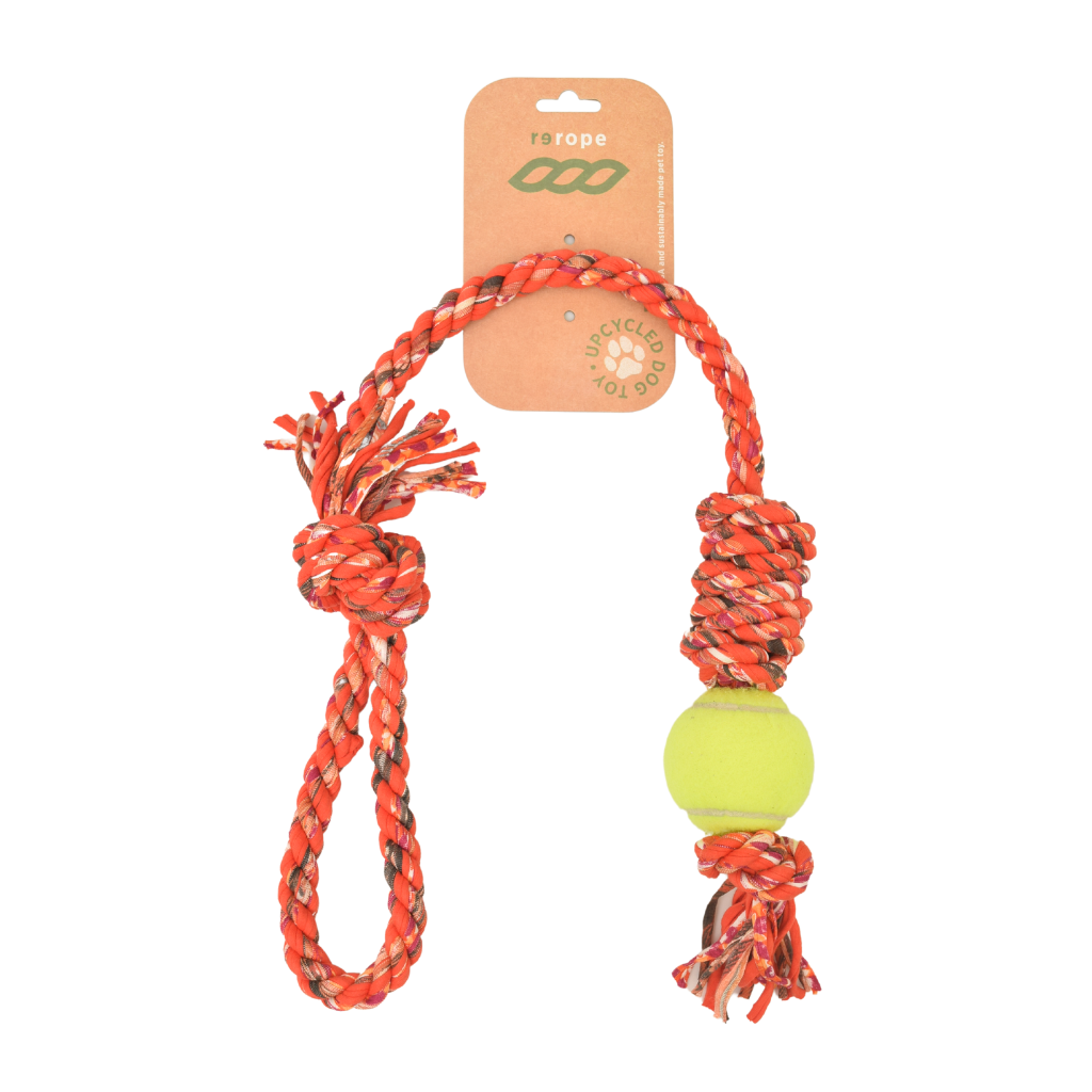 28" Tough Tug Rope with Tennis Ball (Made in the USA)