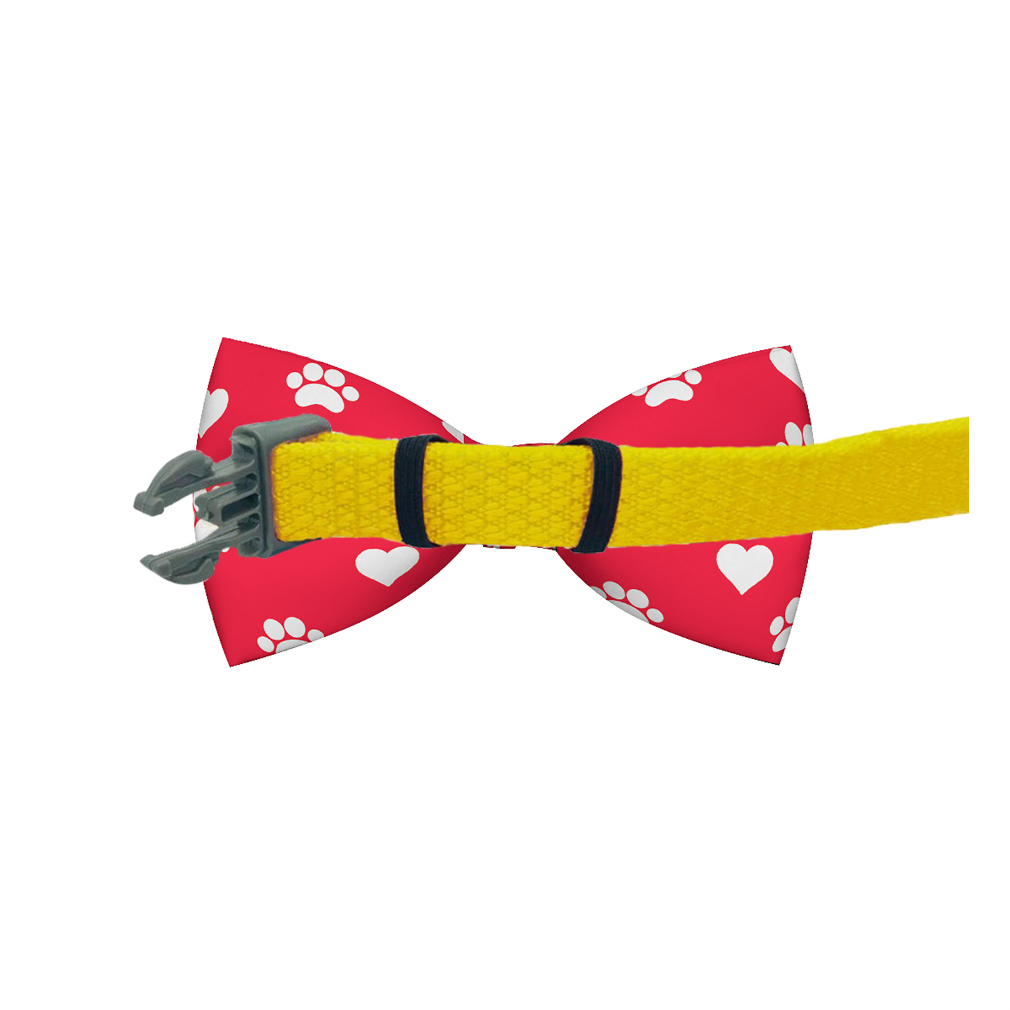 Valentines Day Paw-Prints & Hearts, (Red) Dog Bow Tie