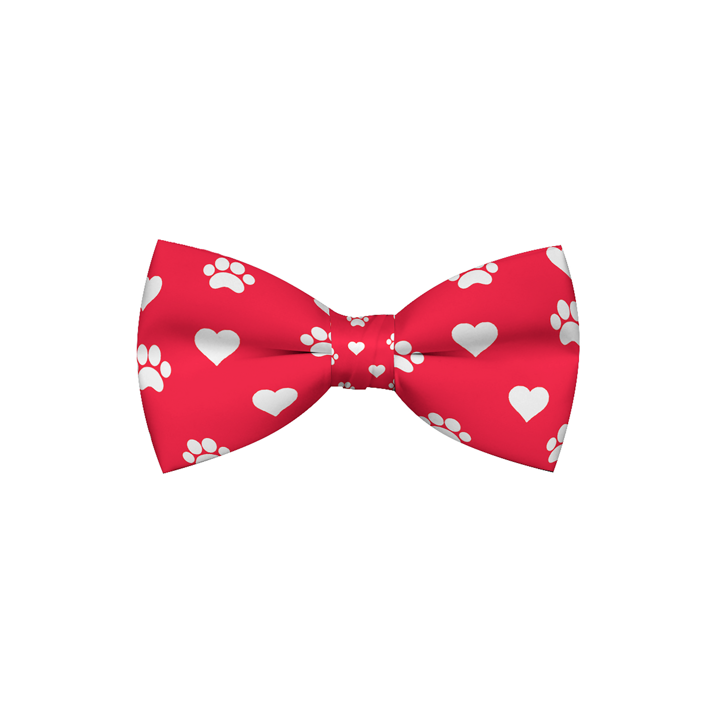 Valentines Day Paw-Prints & Hearts, (Red) Dog Bow Tie