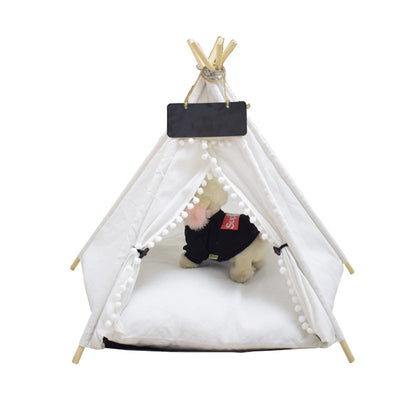 Portable Linen Pet Teepee (Cushion Included)