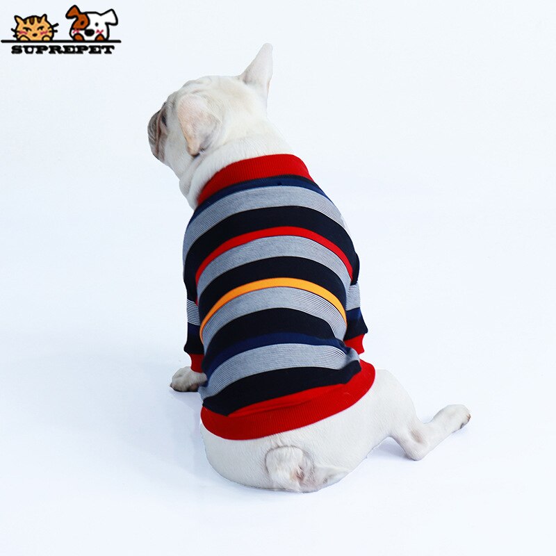 SUPREPET Pet Dog Clothes for French Bulldog Stripe Colorful Dog Jacket