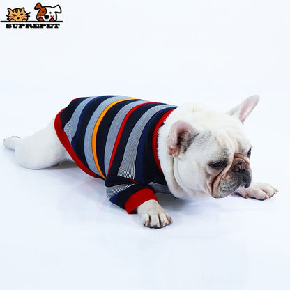 SUPREPET Pet Dog Clothes for French Bulldog Stripe Colorful Dog Jacket