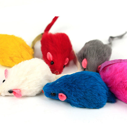 (10 Pcs) Plush Mouse Cat Toys – Assorted Colors