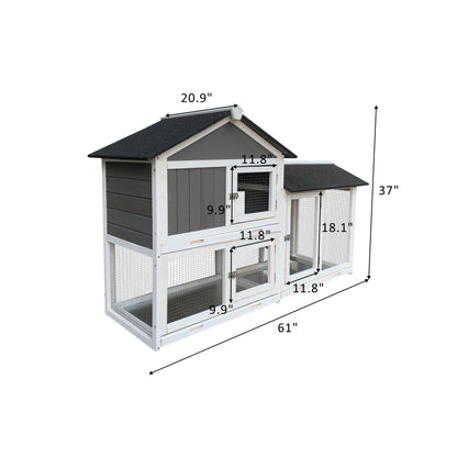 Removable Tray Ramp Wooden Outdoor Hutch Cage