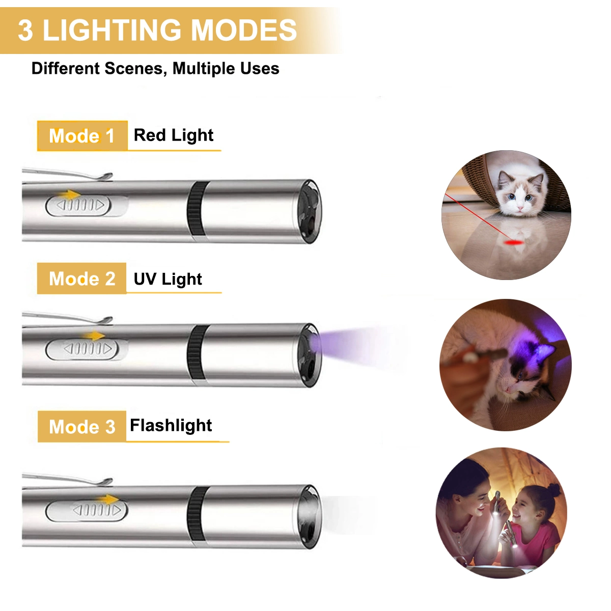 USB Charging Multi-Mode Pet Laser Pointer/Flashlight