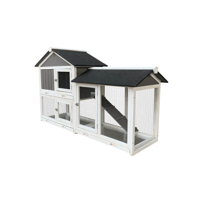 Removable Tray Ramp Wooden Outdoor Hutch Cage