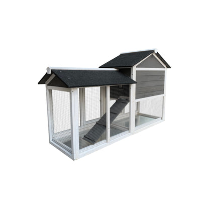 Removable Tray Ramp Wooden Outdoor Hutch Cage