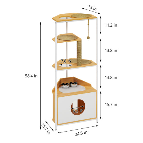 Cat Condo with Feed Station and Climbing Platforms (58" Inches)