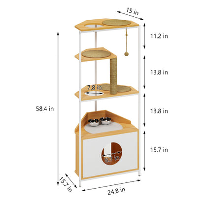 Cat Condo with Feed Station and Climbing Platforms (58" Inches)