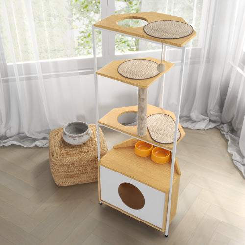 Cat Condo with Feed Station and Climbing Platforms (58" Inches)