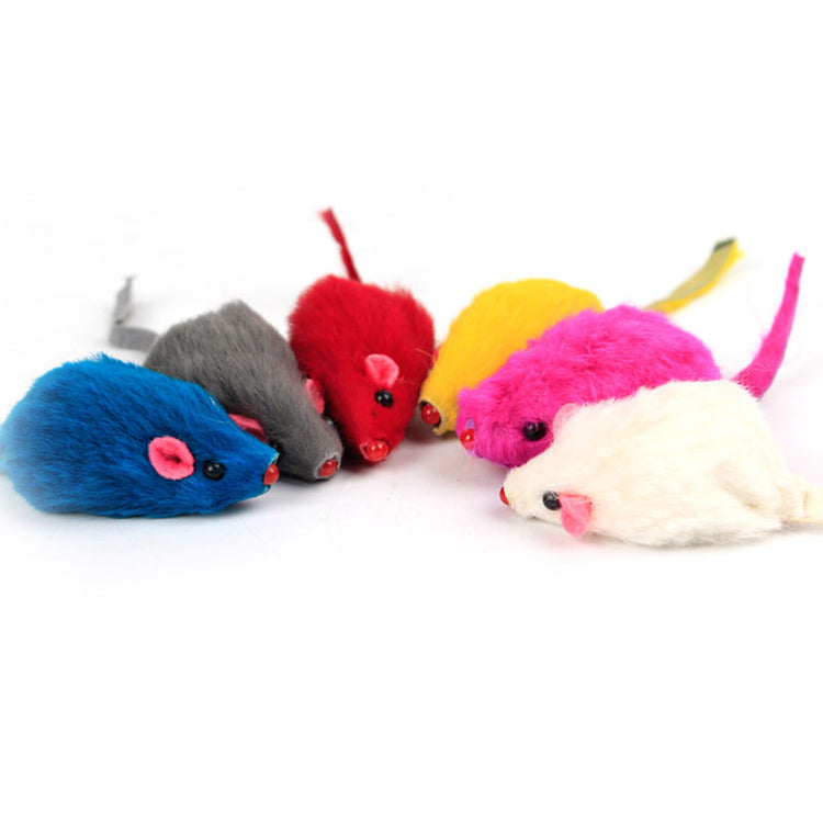 (10 Pcs) Plush Mouse Cat Toys – Assorted Colors