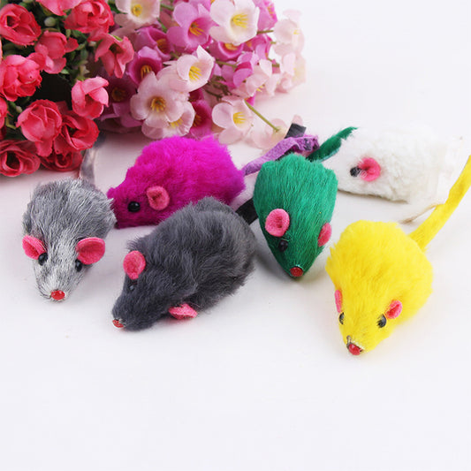 (10 Pcs) Plush Mouse Cat Toys – Assorted Colors