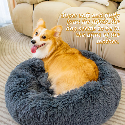 Ultimate Comfort Plush Donut Bed: Washable Anti-Anxiety Fluffy Pet Bed