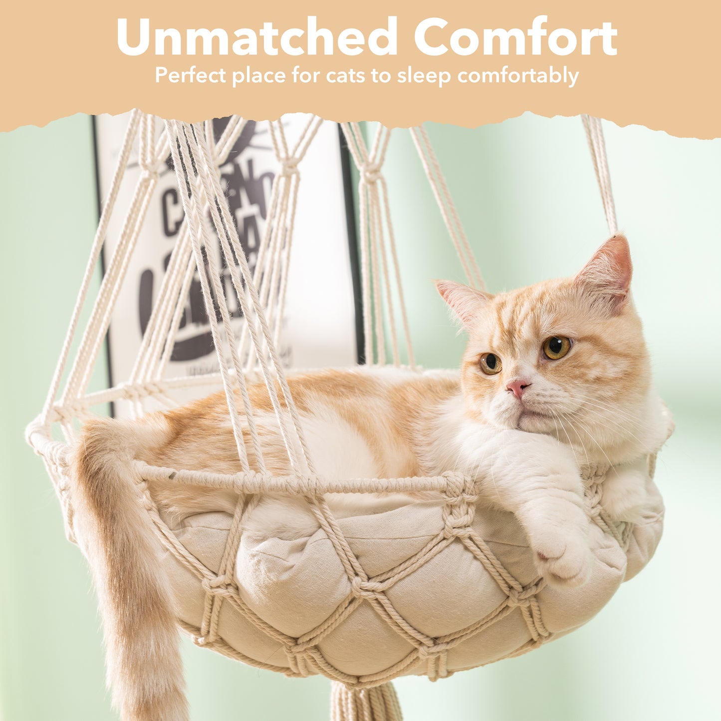 Macrame Cat Hammock, Hanging Cat Bed