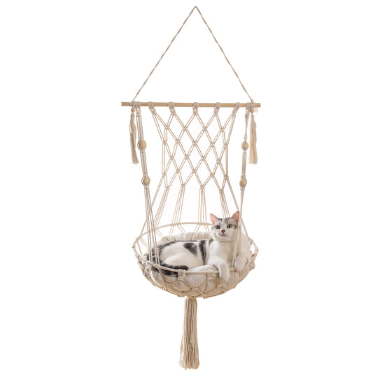 Macrame Cat Hammock, Hanging Cat Bed