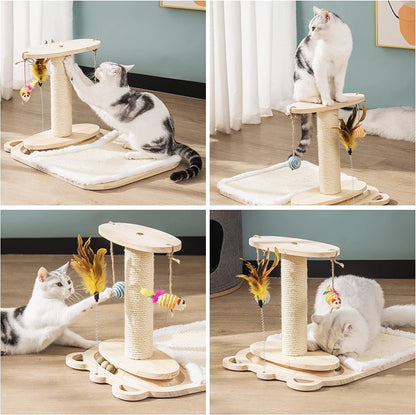 3-in-1 Cat Scratching Tower Entertainment Platform