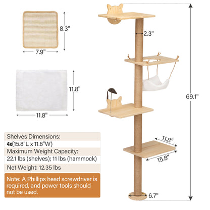 Wall-Mounted Cat Scratching Pad Tree Climber