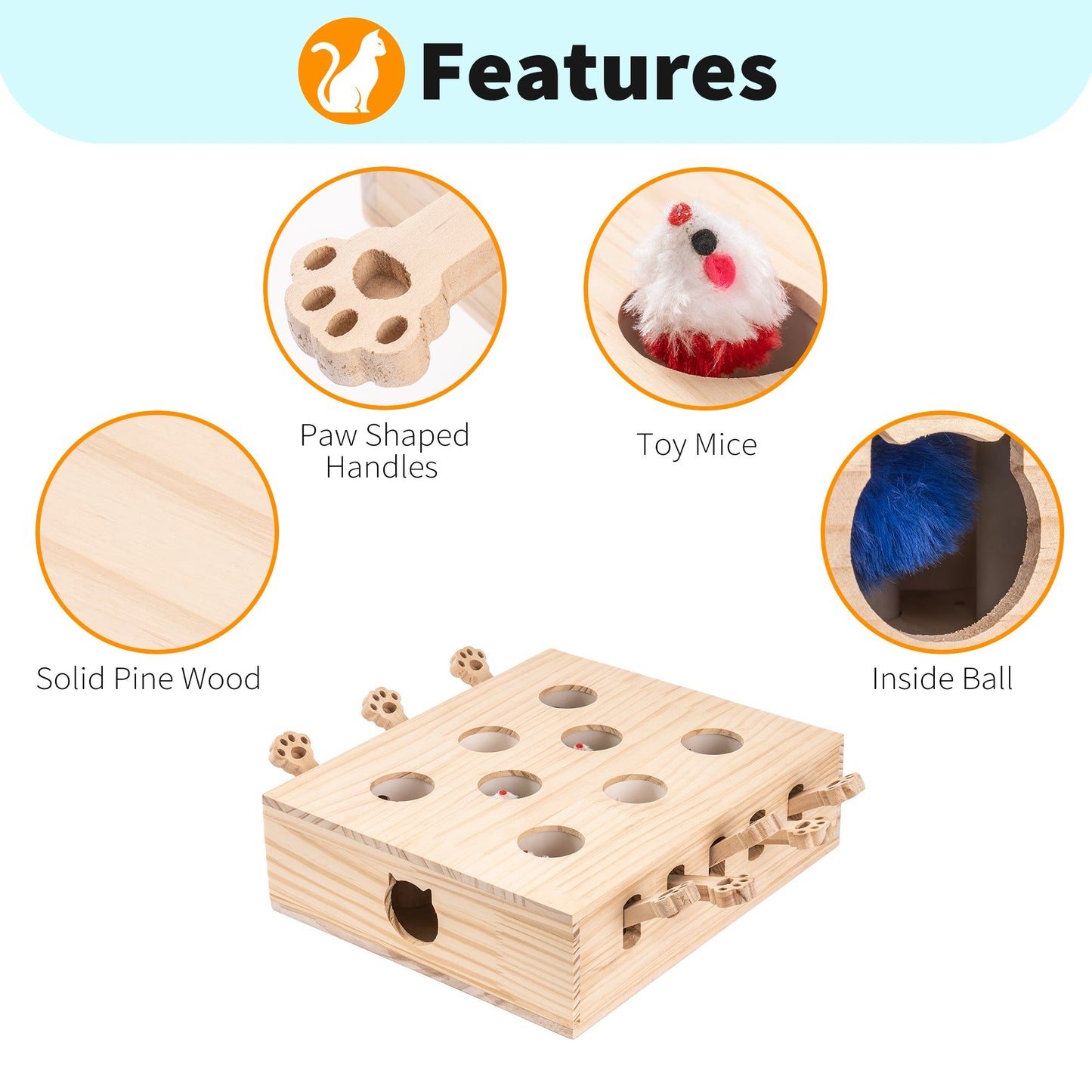 8 Holes Whack-A-Mole Wooden Platform Toy