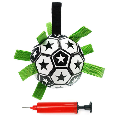 Dog Soccer Ball Toys with Straps, Interactive Dog Toy for Tug of War