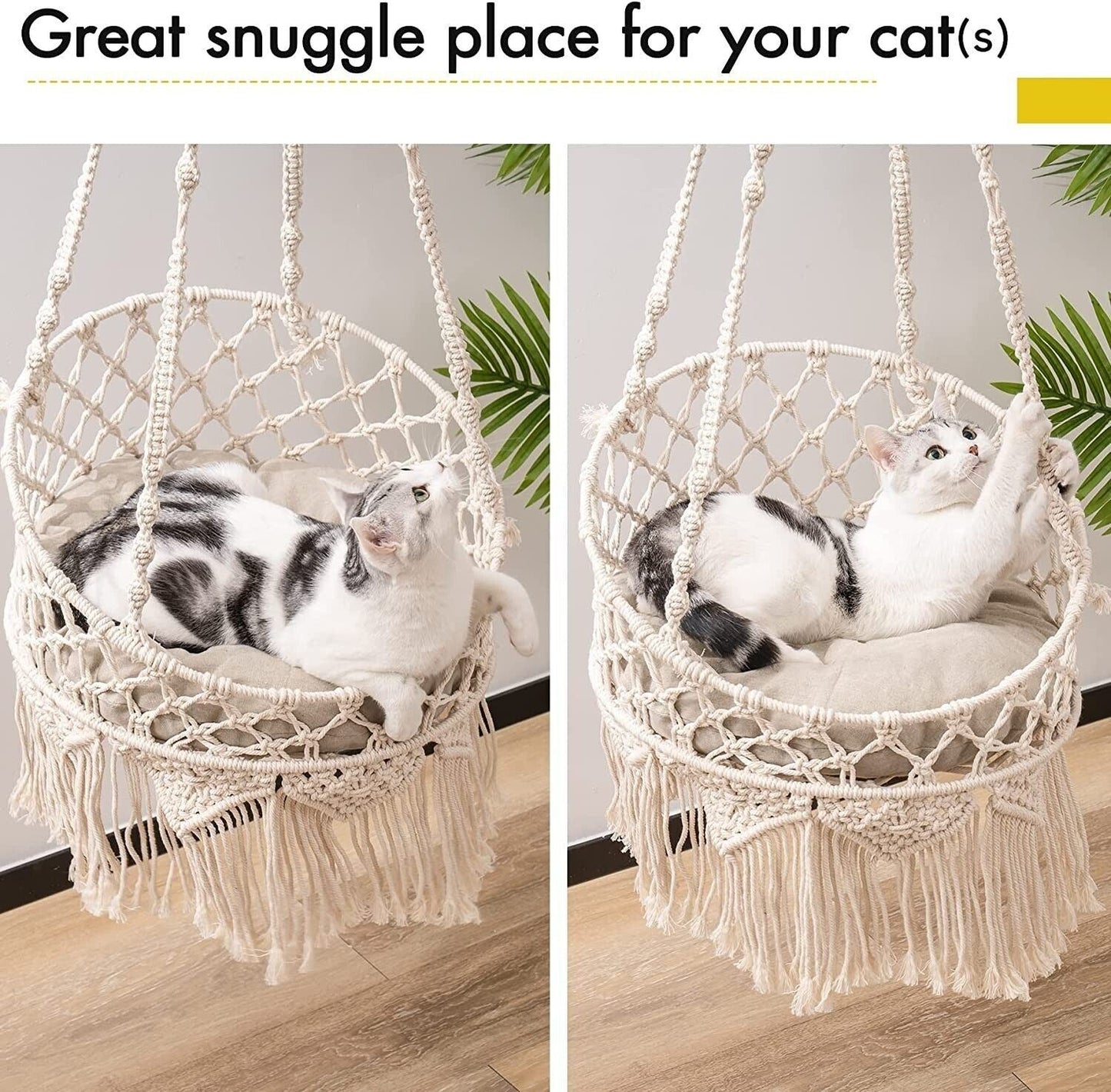 Macrame Cat Hammock Bed for Cats