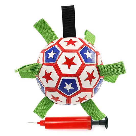 Dog Soccer Ball Toys with Straps, Interactive Dog Toy for Tug of War