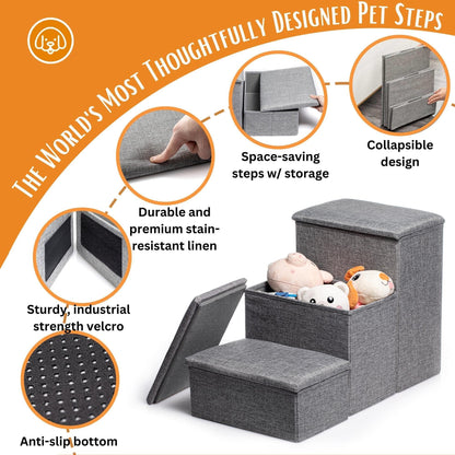 Foldable Pet Stairs with Storage – Ideal for High Beds and Couches