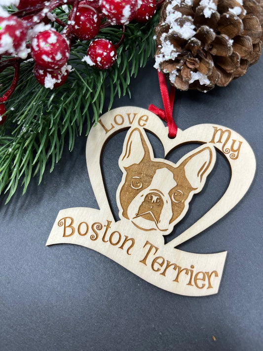 Love My Boston Terrier Ornament