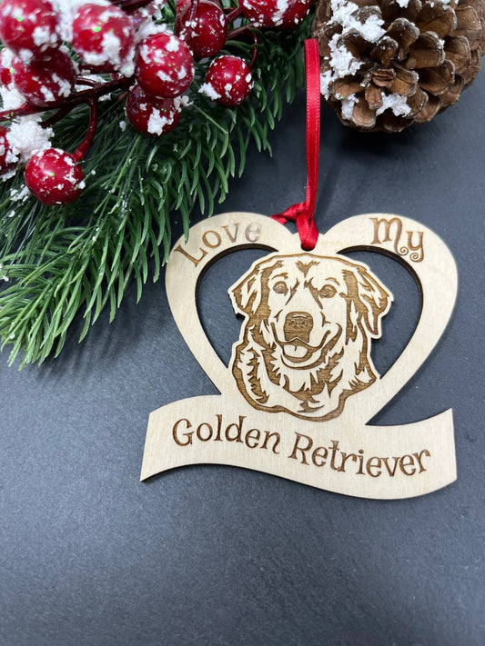 Love My Golden Retriever Ornament