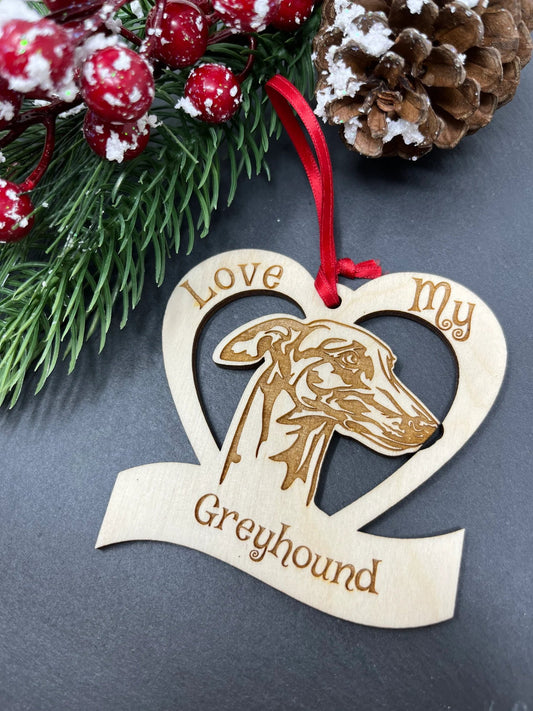 Love My Greyhound Ornament