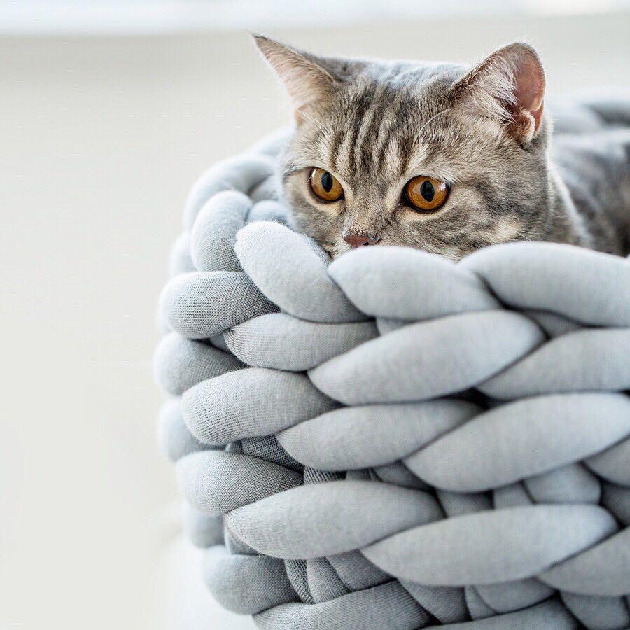 Cozy Haven Warm Knit Cat Bed