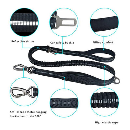 Adjustable Dog Leash, Nylon Reflective Safety Belt Training Lead