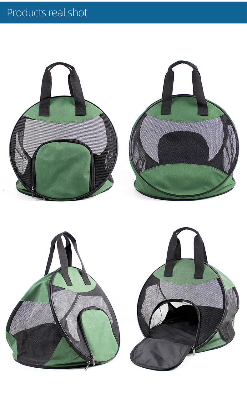 Folding Pet Carrier, Breathable Mesh Portable Travel Bag