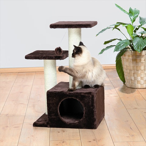 Valencia Deluxe Cat Tree, Brown (17.25" x 12.75" x 27.75" inches)